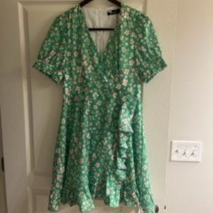 Bright Green Floral Free People Dress